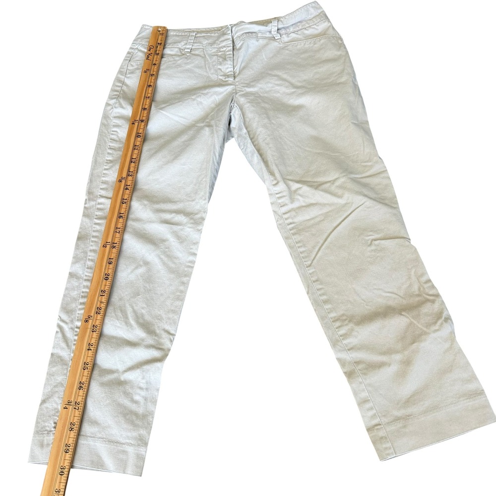 New York & Company Stretch Capri y2k Women Pants Khaki Tan Cropped Chino - Picture 4 of 11